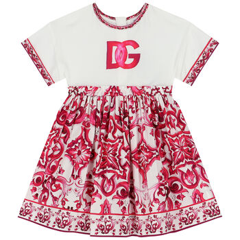 Girls Pink & Ivory Majolica Dress