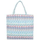 Girls Blue & White Logo Zig Zag Tote Bag, 2, hi-res