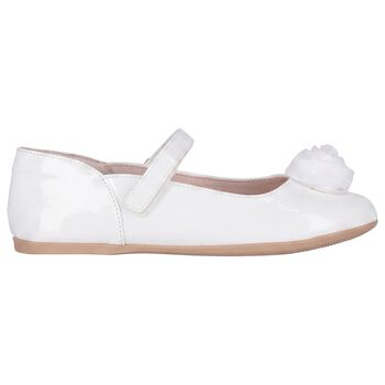 Girls White Flower Shoes