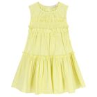 Girls Yellow Poplin Ruffle Dress, 2, hi-res