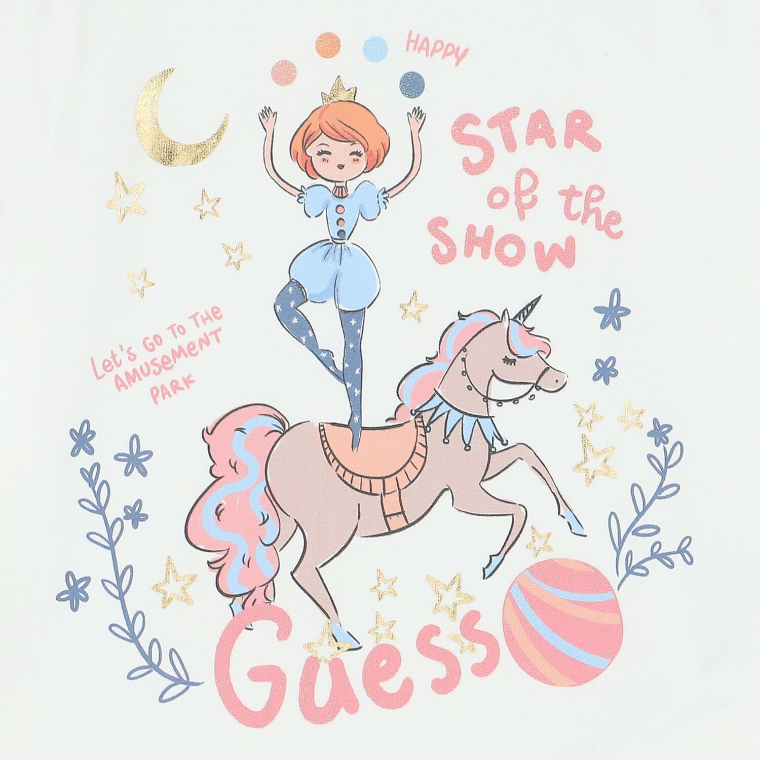 تيشيرت بنات بالشعار باللون الأبيض, 1, hi-res