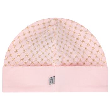 Baby Girls Pink & Gold Logo Hat