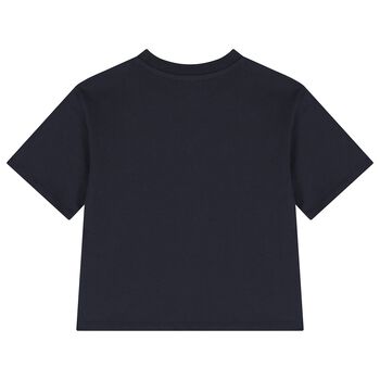 Girls Navy Blue Logo T-Shirt