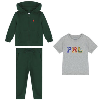 Baby Boys Green & Grey Logo Tracksuit