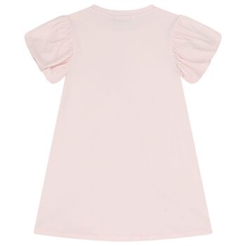 فستان بنات بالشعار بطبعه حقيبه باللون الوردى 