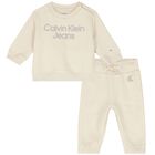 بدلة رياضية بالشعار باللون البيج, 2, hi-res