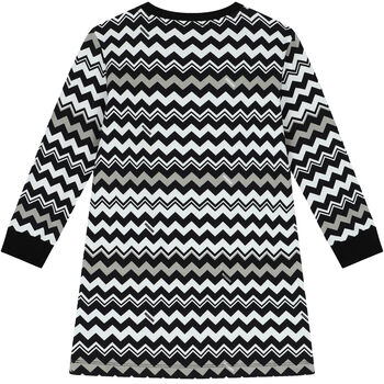 Girls Black & White Zigzag Dress