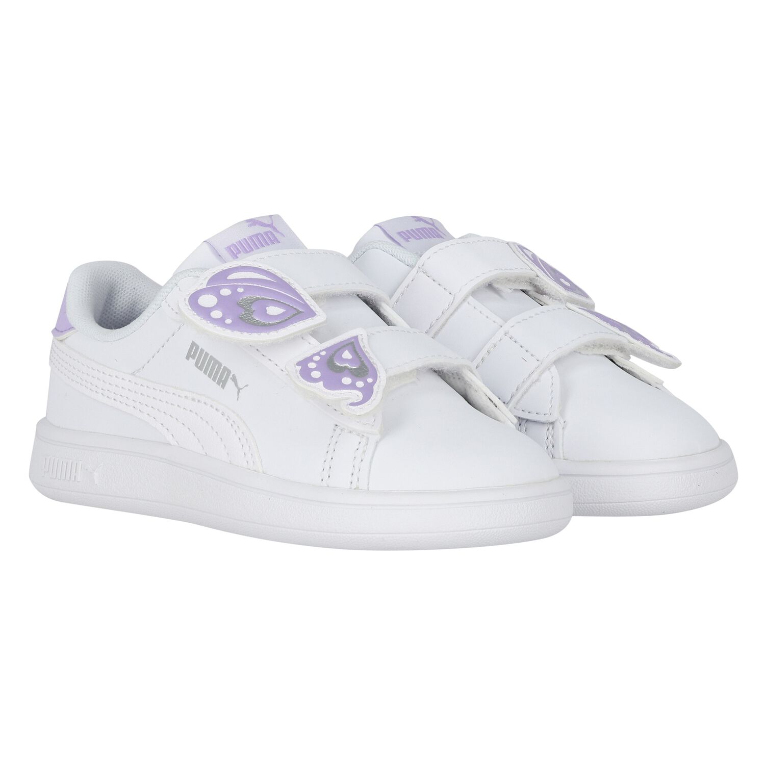 حذاء بنات رياضي بالشعار باللون الأبيض والبنفسجي , 1, hi-res image number null