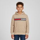 Boys Beige Logo Hooded Top, 1, hi-res