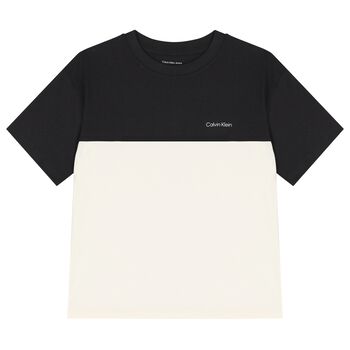 Boys Black & Ivory Cotton T-Shirt