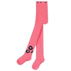 Girls Pink Logo Flower Tights, 1, hi-res