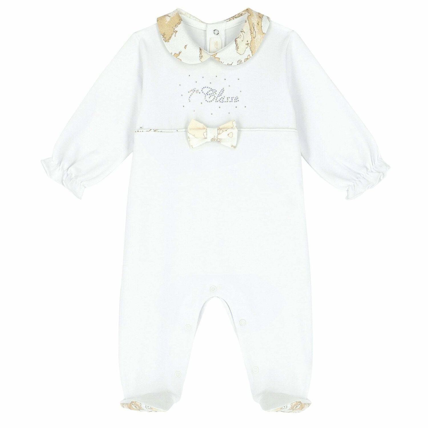 Baby Girls White Geo Map Babygrow, 1, hi-res image number null