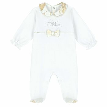 Baby Girls White Geo Map Babygrow