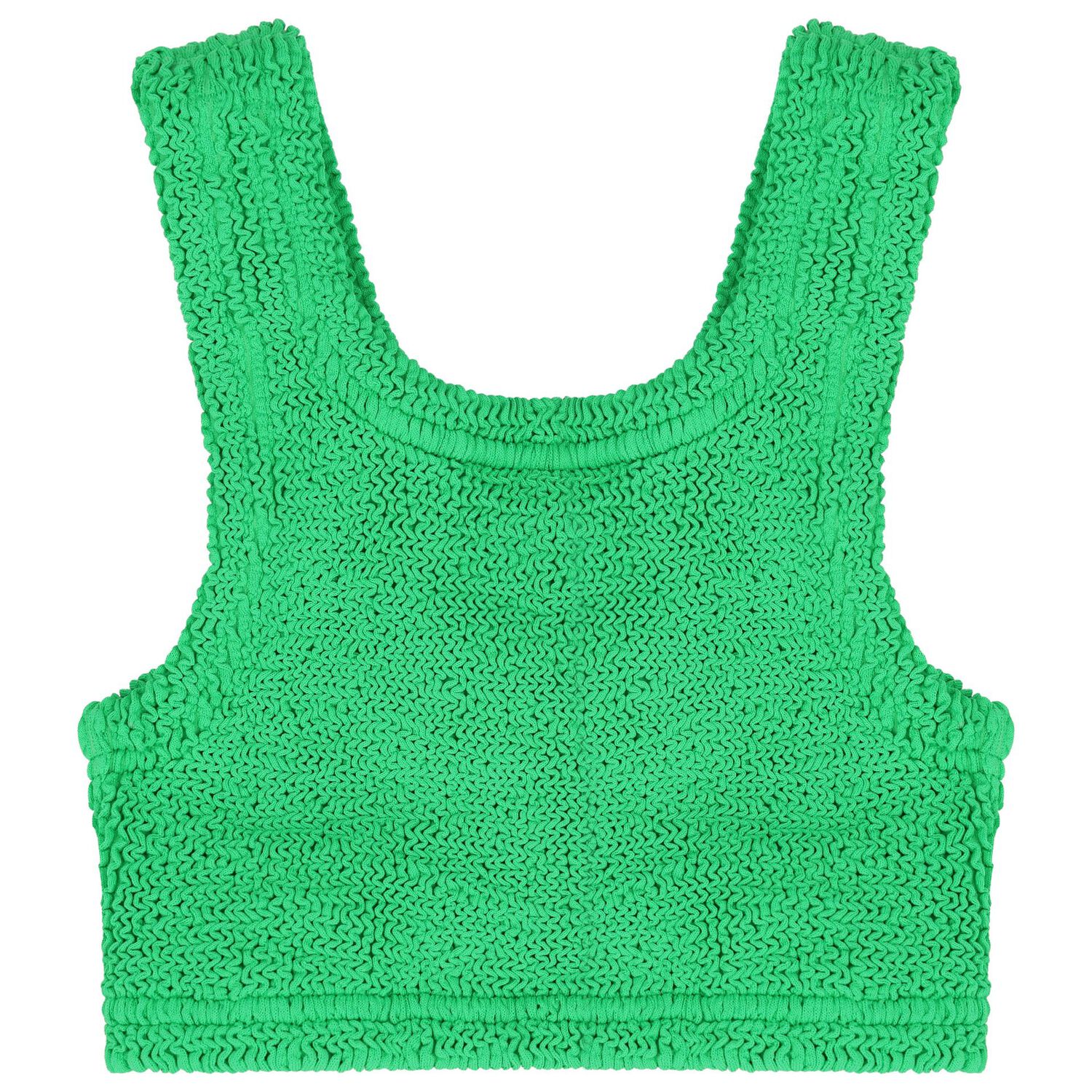 بيكيني بتصميم مجعد باللون الاخضر للبنات, 2, hi-res