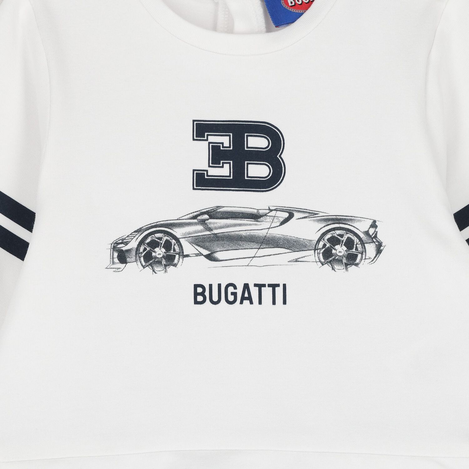 Baby Boys White & Navy Blue Logo Babygrow, 1, hi-res