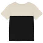 Boys Beige & Black Logo T-Shirt, 1, hi-res