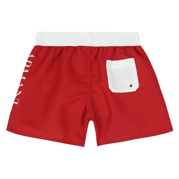 Younger Boys Navy & Red Logo Swim Shorts