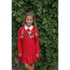 فستان بنات بشعار تيدي بير باللون الأحمر , 1, hi-res