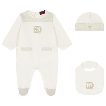 Ivory & Gold Logo Babygrow Gift Set 