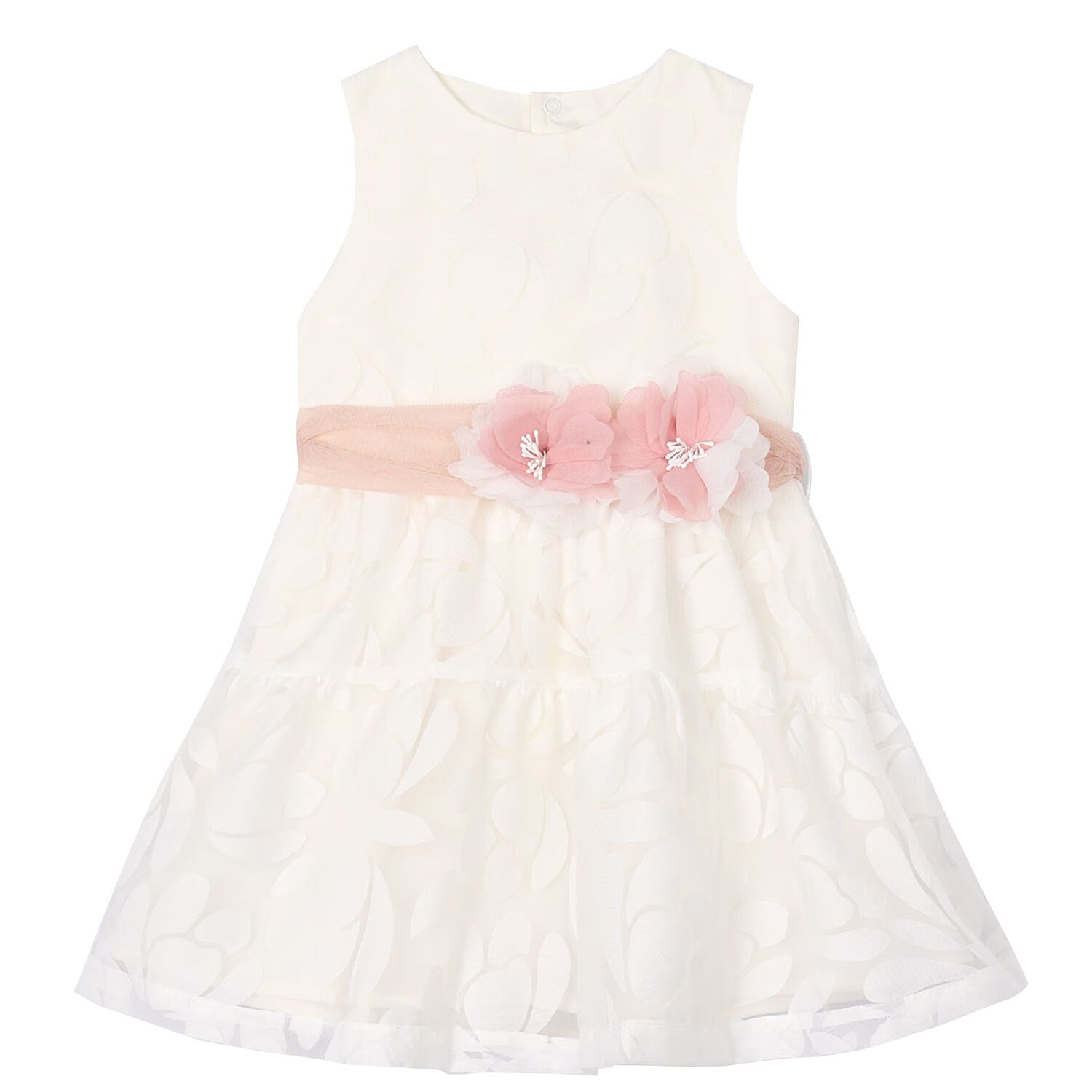 Girls Ivory Organza Floral Dress, 2, hi-res image number null