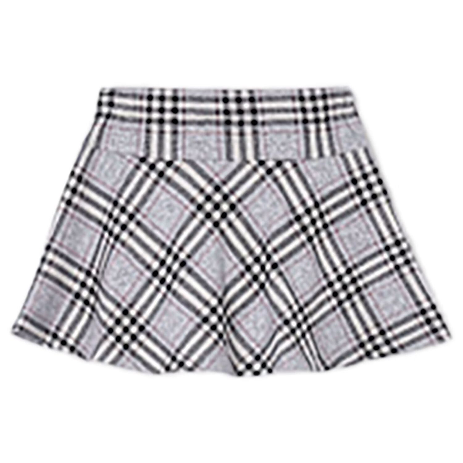 Girls Grey & Pink Check Skirt, 1, hi-res