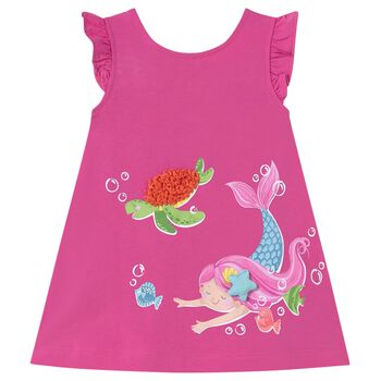 Younger Girls Pink Cotton Mermaid Dress
