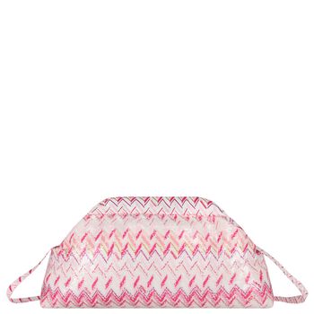Girls Pink & White Embellished Logo Zig Zag Bag