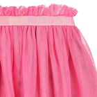 تنورة بنات تول بالشعار باللون الوردي , 1, hi-res