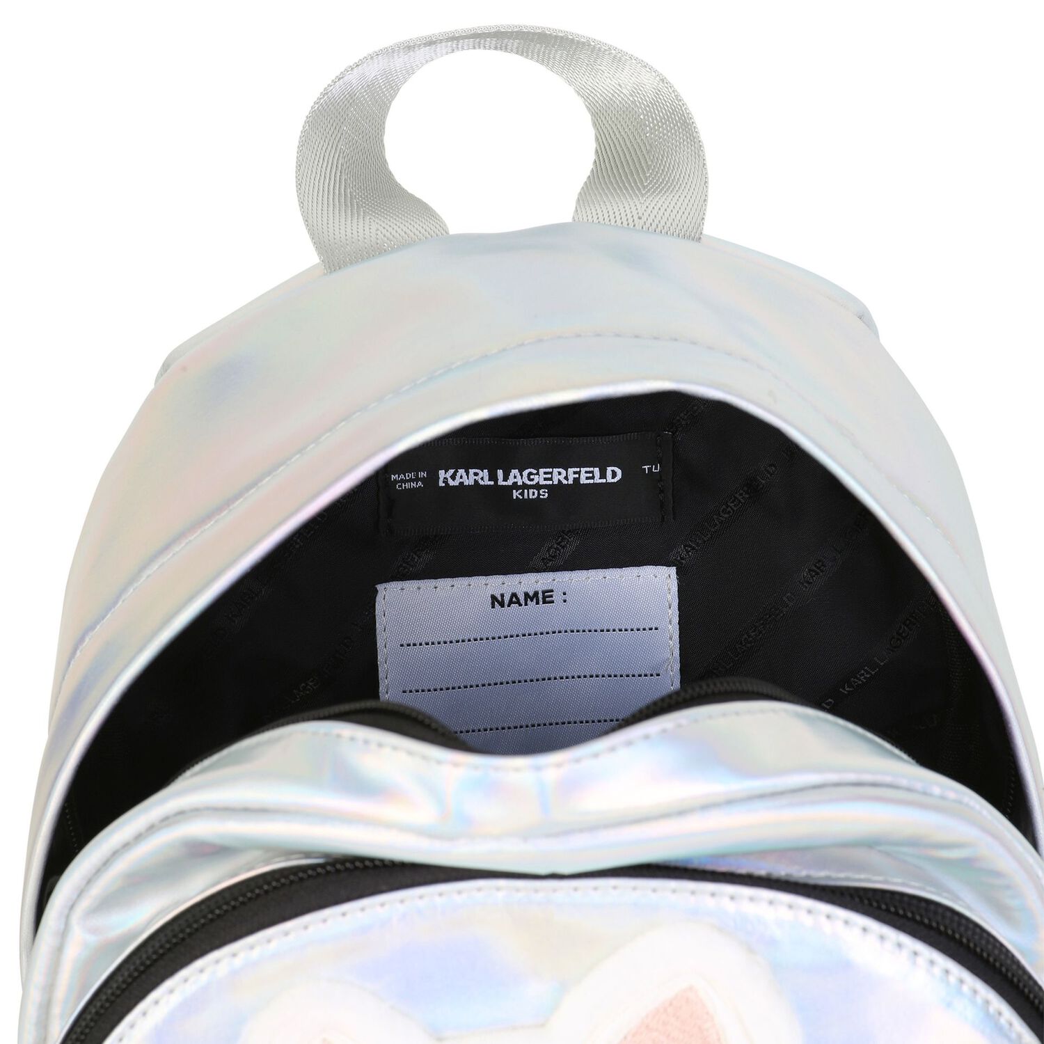 Girls Silver Iridescent Choupette Backpack ( 27cm ), 1, hi-res
