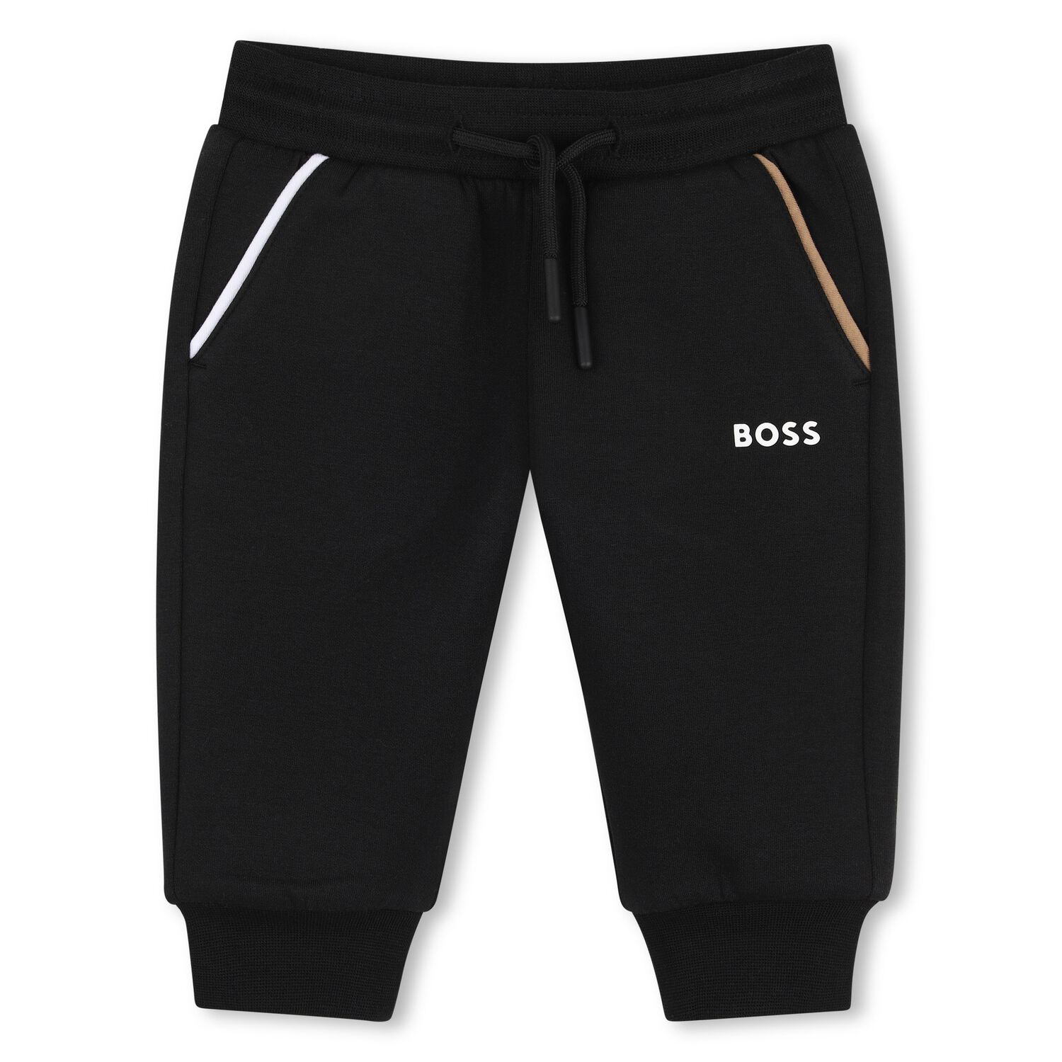 Younger Boys Black Logo Joggers, 1, hi-res