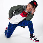 حذاء أولاد رياضي بالشعار باللون الأبيض والأسود, 1, hi-res