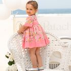 Baby Girls Pink Floral Chiffon Dress, 1, hi-res