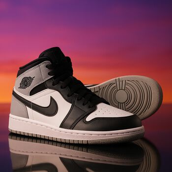 Black, Grey & White Air Jordan 1 Mid Trainers