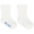 Baby Boys Blue & White Logo Socks ( 3-Pack ) , 2, hi-res