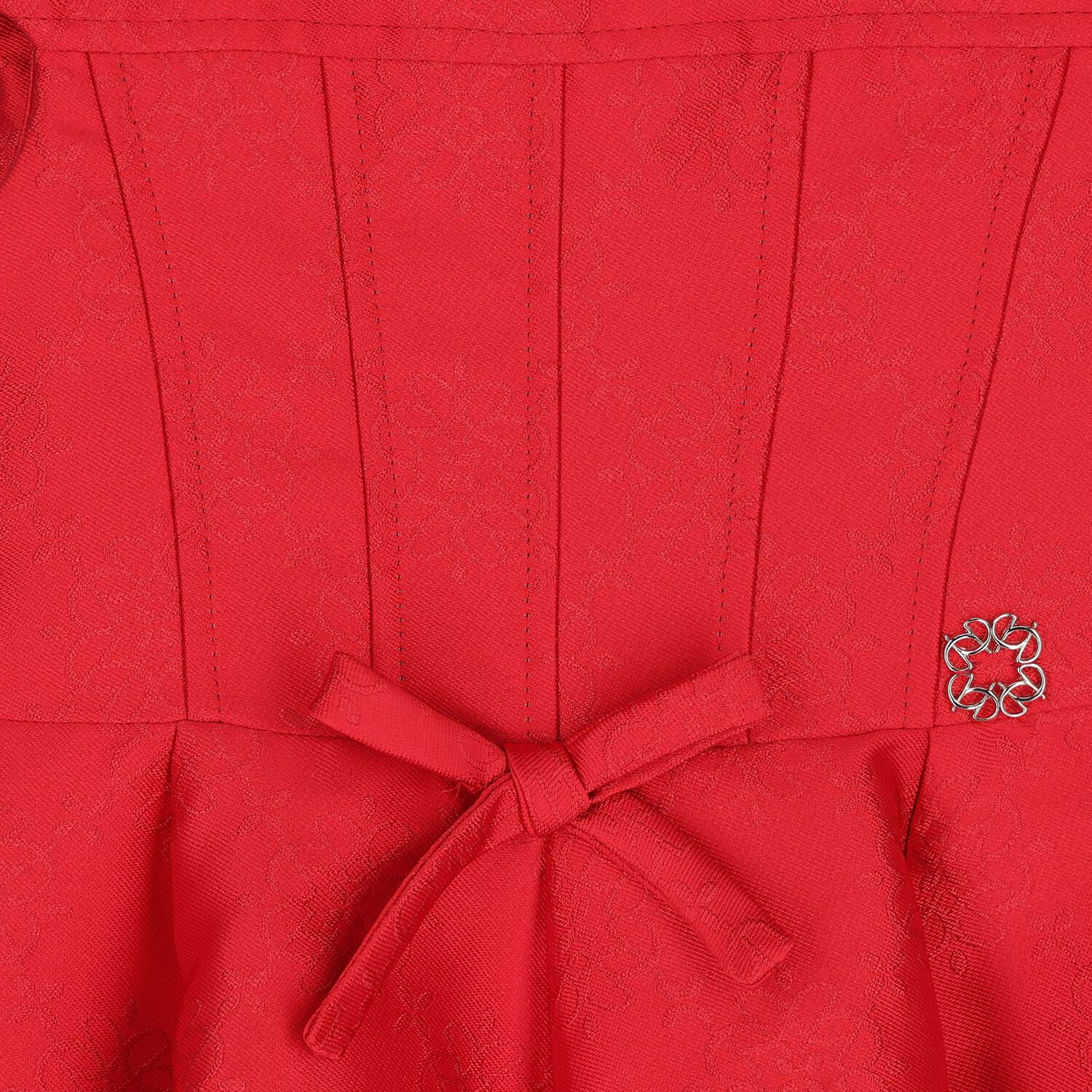Baby Girls Red Satin Jacquard Logo Dress Set, 1, hi-res