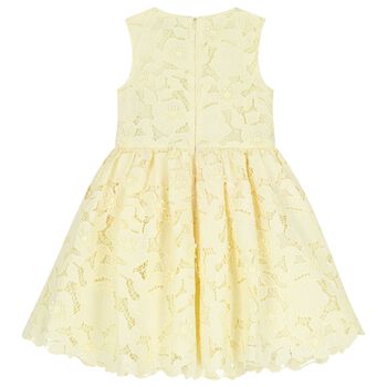 Girls Yellow Flower Lace Dress