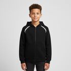 Black Logo Hooded Zip Up Top, 1, hi-res