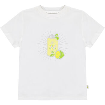 Boys White & Yellow Logo Shorts Set