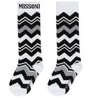 Girls Black & White Logo Zigzag Socks, 1, hi-res