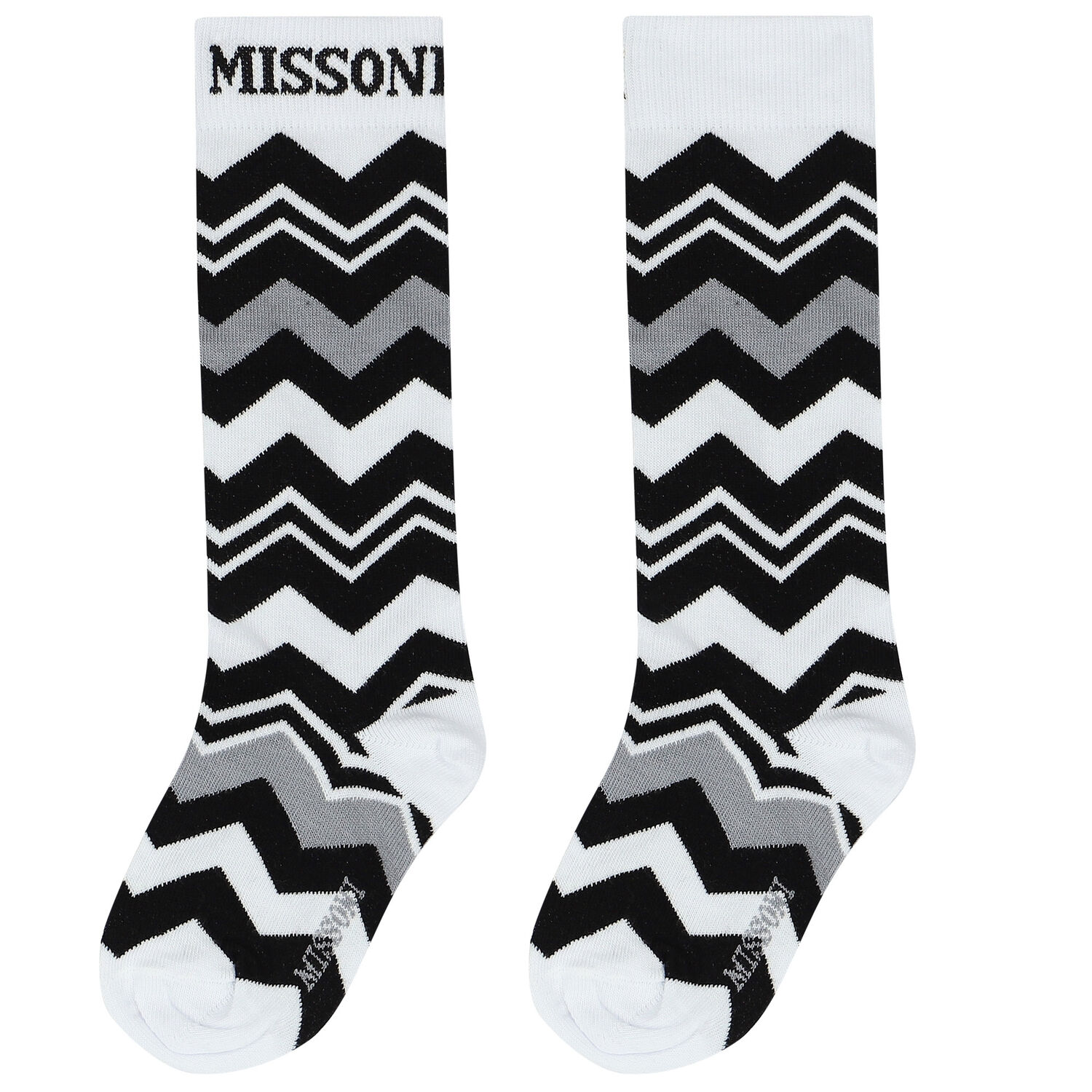 Girls Black & White Logo Zigzag Socks, 1, hi-res image number null