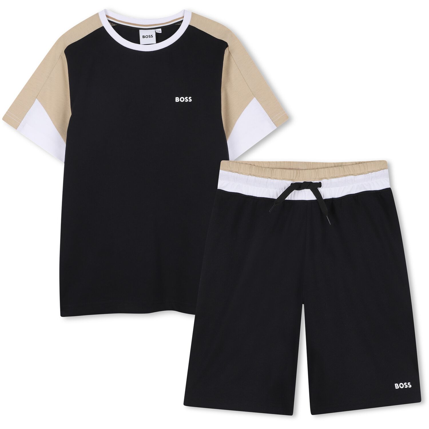 Boys Black Logo Shorts Set, 2, hi-res