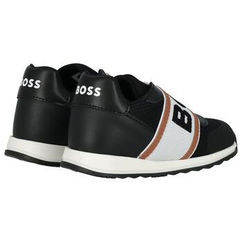 Boys Black Logo Trainers