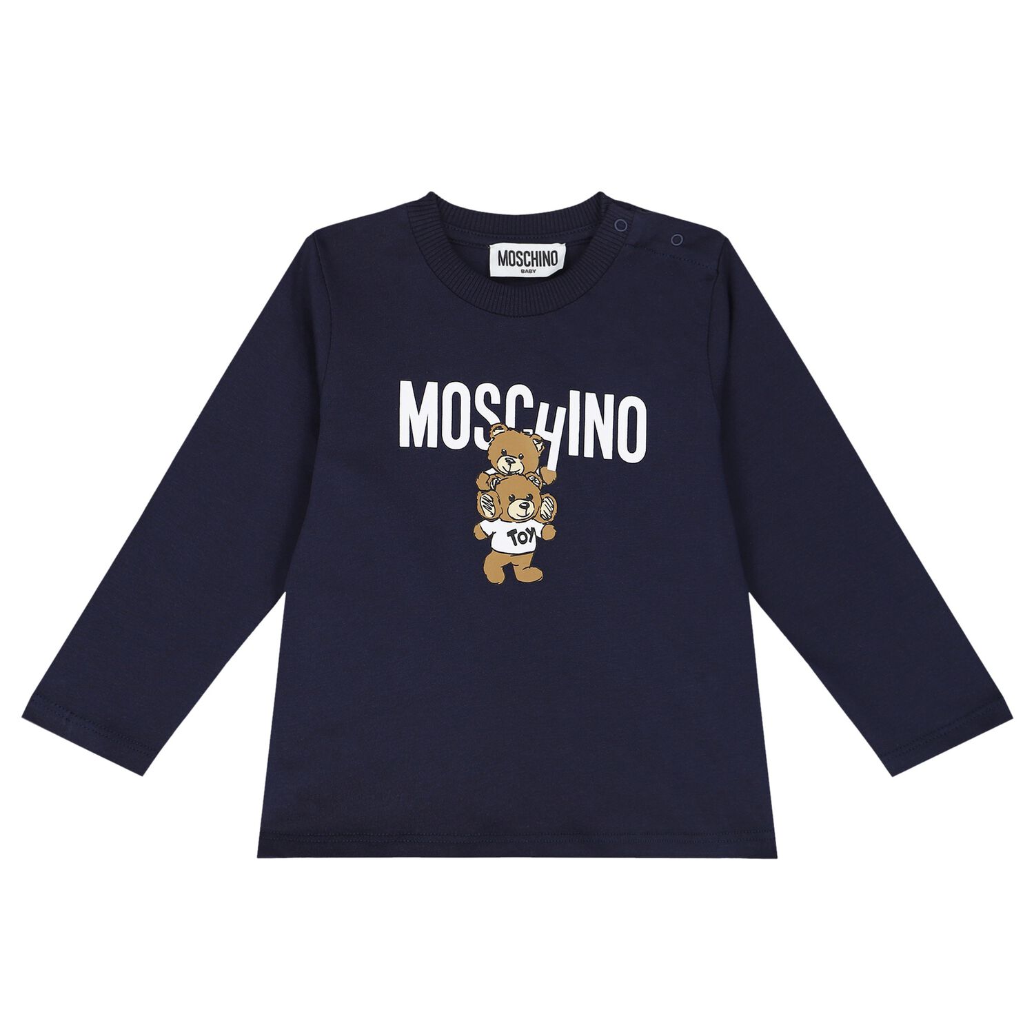 Navy Blue Teddy Bear Logo Long Sleeve Top, 2, hi-res image number null