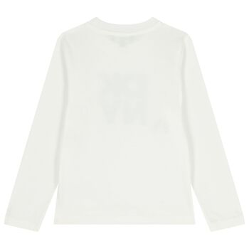 White Logo Long Sleeve Top