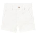 Younger Boys White Shorts, 4, hi-res