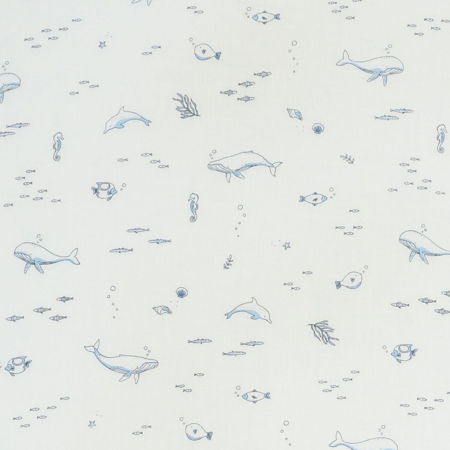 مناديل موسلين للأطفال الصغار باللونين الأبيض والأزرق برسومات حيوانات بحرية (عبوة من قطعتين), 1, hi-res image number null