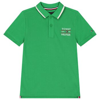 Boys Green Logo Embroidery Polo Shirt