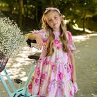 Girls Pink Floral Dress, 1, hi-res
