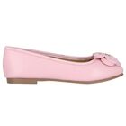 Girls Pink Flower Leather Shoes, 2, hi-res