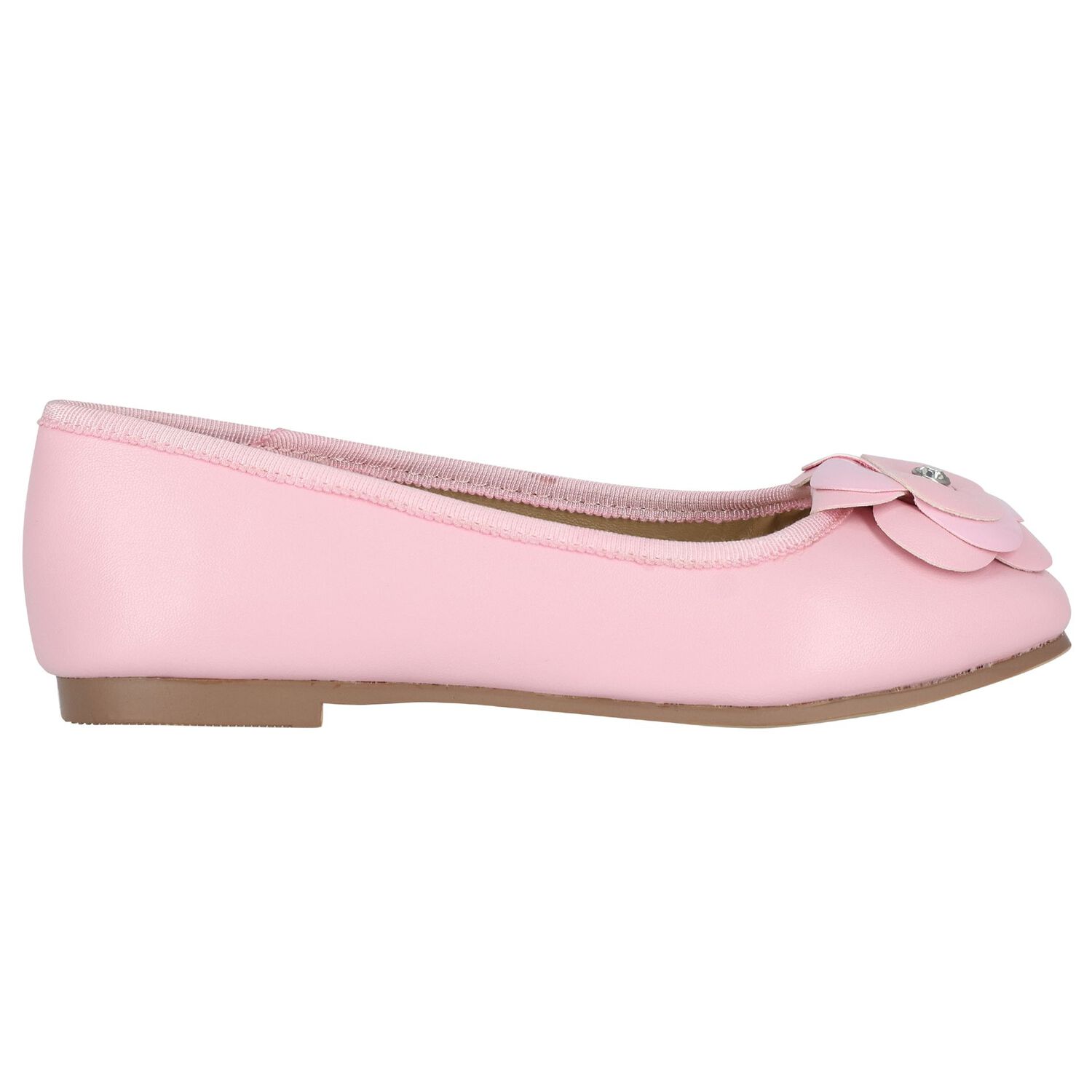 Girls Pink Flower Leather Shoes, 2, hi-res image number null